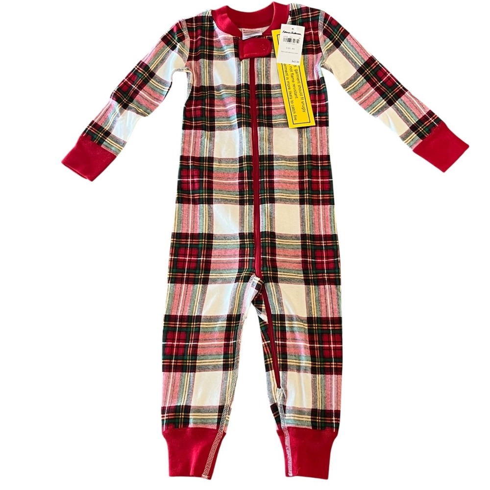 NWT Hanna Andersson Pajama Sleeper Unisex 80cm 18-24mos Plaid 100% Organic Cotto